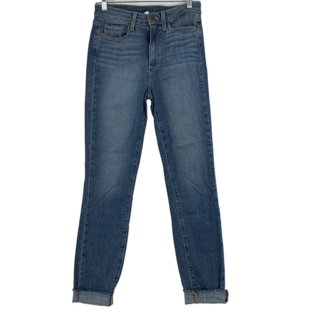 Paige Margot Ankle Jeans Size 28 Cuffed Raw Hem Stretch Denim Light Wash